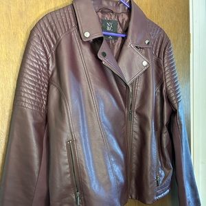 Wine Faux Leather Jacket XXL from NY & Co.